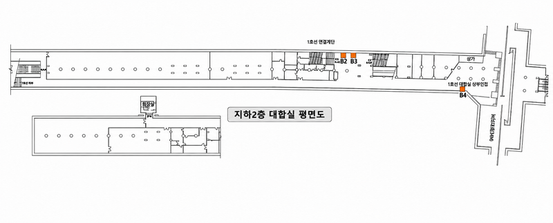종로3가역 지하2층 대합실 도면 — 자리 위치 예시