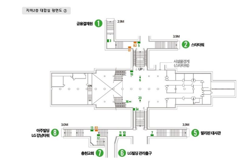 역삼역 지하2층 대합실 ② 도면 — 자리 위치